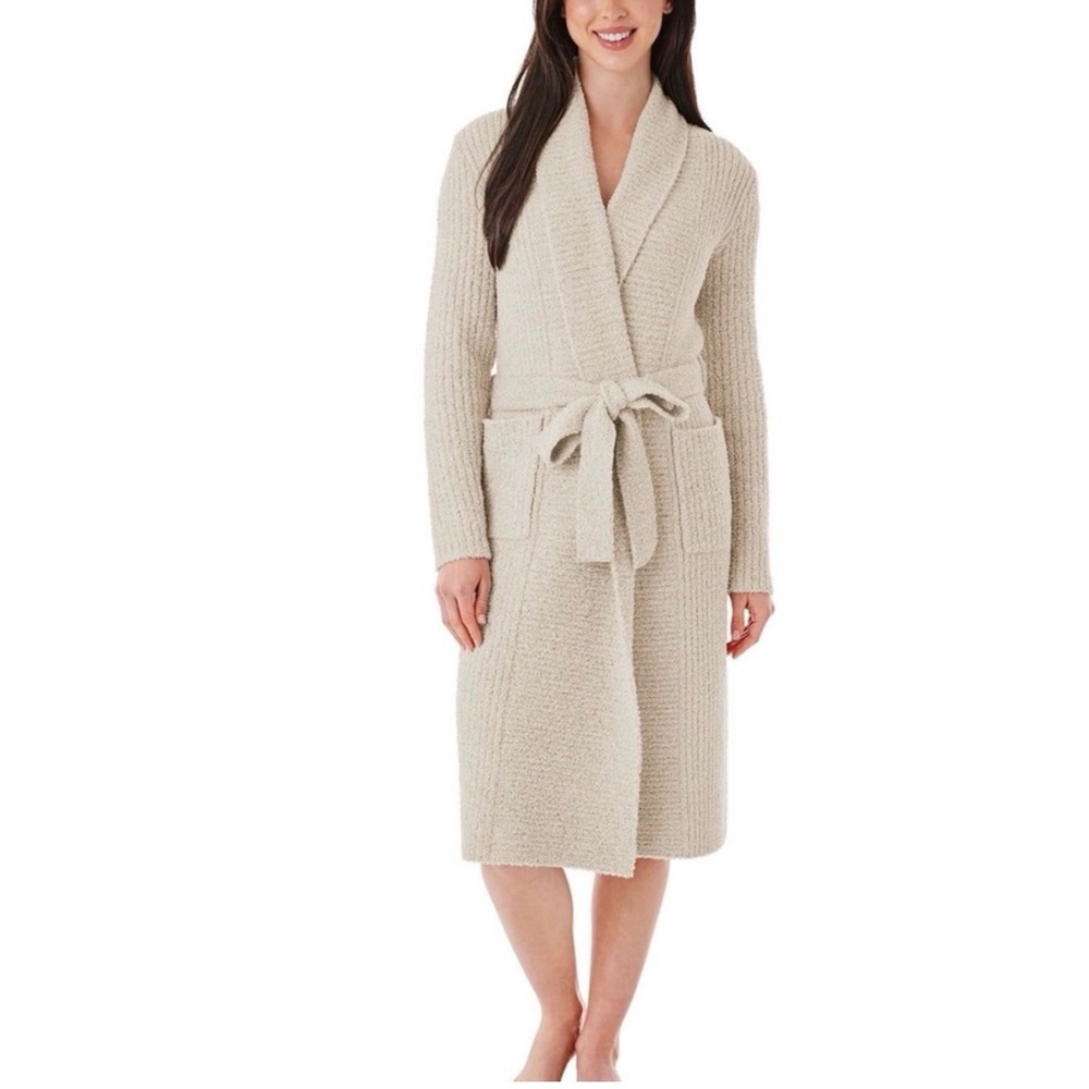 Elegant Cream Knit Women's Robe